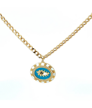 18KT Gold Dual Tone Enamel Necklace