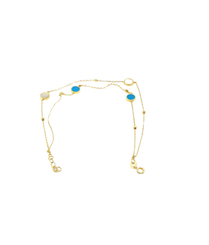 18KT Gold Blue & White Enamel Bracelet