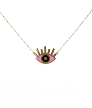 Glimmering Pink Eye 18KT Gold Gold Necklace