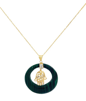 18KT Gold Hamza Circle Necklace