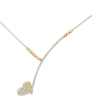 18KT Gold Tilted Heart with Zircon Necklace