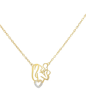 18KT Gold Elegant Mother and Child Pendant with Zircon