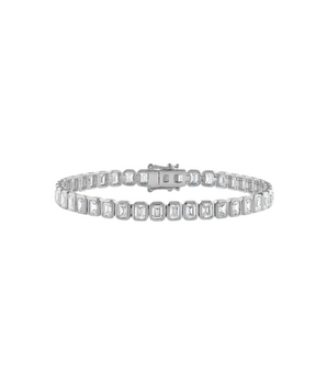 7.6CT Emerald Shaped Lab Grown Diamond Tennis Bracelet