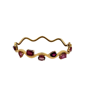 18KT Gold Curves Through Tourmaline Bangle