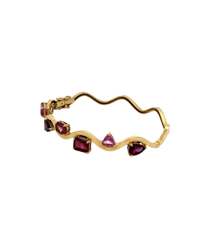 18KT Gold Curves Through Tourmaline Bangle