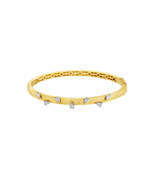 Timeless 18KT Gold Bangle with Pear Shape Diamonds