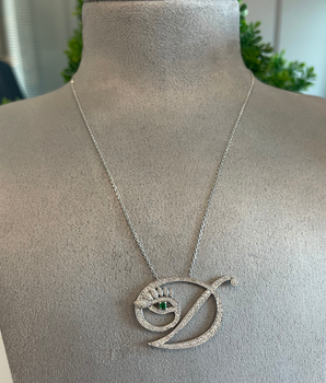 Personalized 18KT White Gold Initial Diamond Necklace