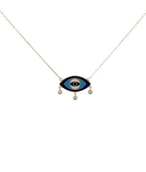 Azure Gaze Evil Eye Necklace in 18KT Gold
