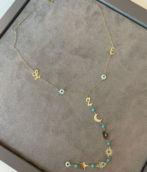 18KT Gold Customized Long Necklace with Initials