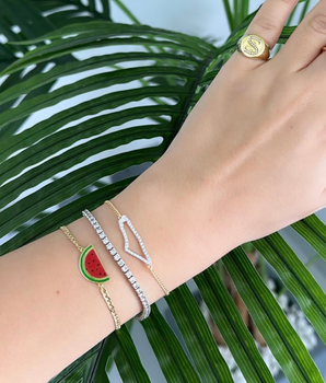 18KT Gold Watermelon Enamel Bracelets