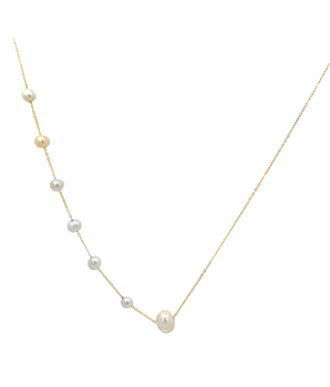 18KT Gold White Pearls Choker