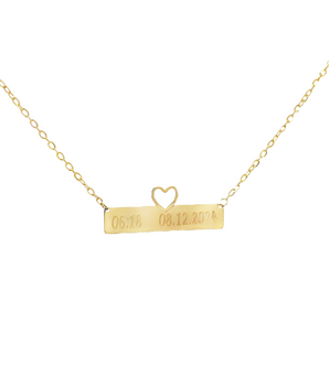 18KT Gold Engraved Necklace with Heart