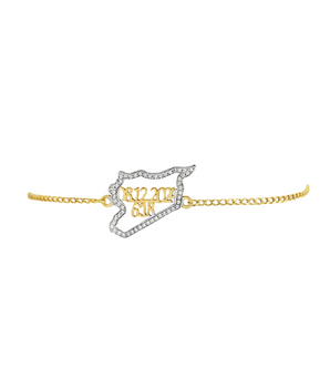 18KT Gold Customizable Map Bracelet with Zircon