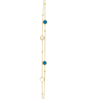 18KT Gold Blue & White Enamel Bracelet