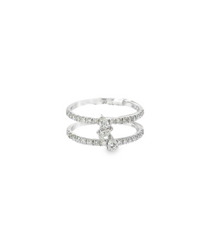 0.6CT Pear & Round Shaped Double Layered Diamond Ring