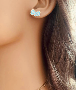 18KT Gold Enamel Earrings | Ladies Gold Earrings | ZS Jewelry