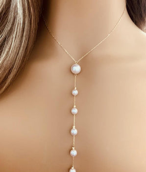 18KT Gold Necklace with Pearl Beads | Ladies Gold Necklace | ZS Jewelry