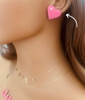 18KT Gold Heart Resin Earrings