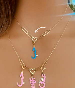 18KT Gold Custom Enamel Charm Necklaces