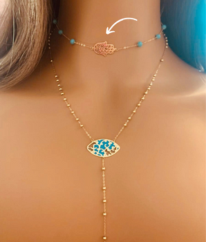 18KT Gold Fairouz & Star Enamel Necklaces