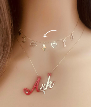 18KT Gold Hanging Charms Resin Necklaces