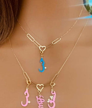 Set of 2 18KT Gold Customizable Charm Necklaces | Ladies Gold Necklace | ZS Jewelry
